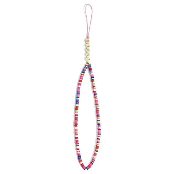 GUESS PENDANT GUSGGGP PHONE STRAP MULTI -COLORED PINK/MULTICOLOR PINK HEISHI BEADS