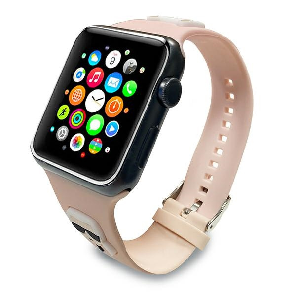 Karl Lagerfeld Pasek KLAWLSLCKP AppleWatch 42/44/45/49mm różowy/pink strap Silicone Karl & Choupette Heads