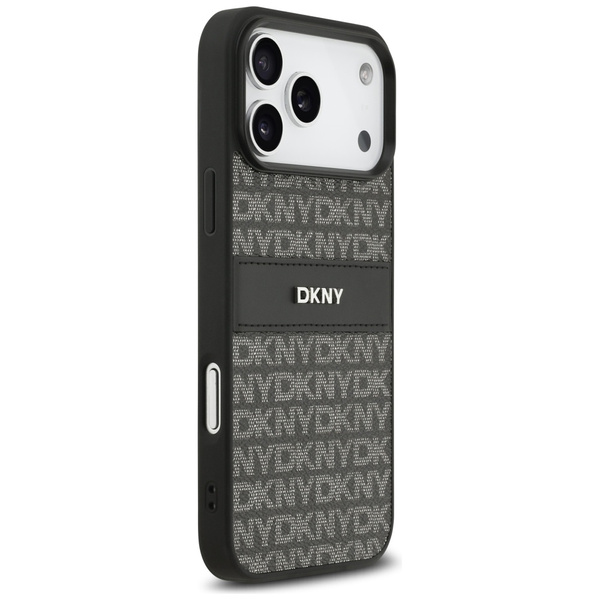 Etui DKNY Repeat Texture Pattern with    Tonal Stripe do iPhone 17 Pro Max czarny