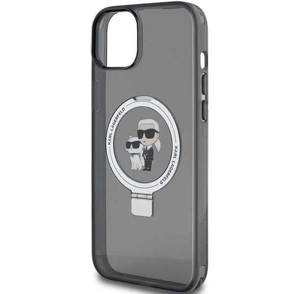 Etui Karl Lagerfeld Ring Stand Karl&Choupettte MagSafe na iPhone 14 / 15 / 13 - czarne