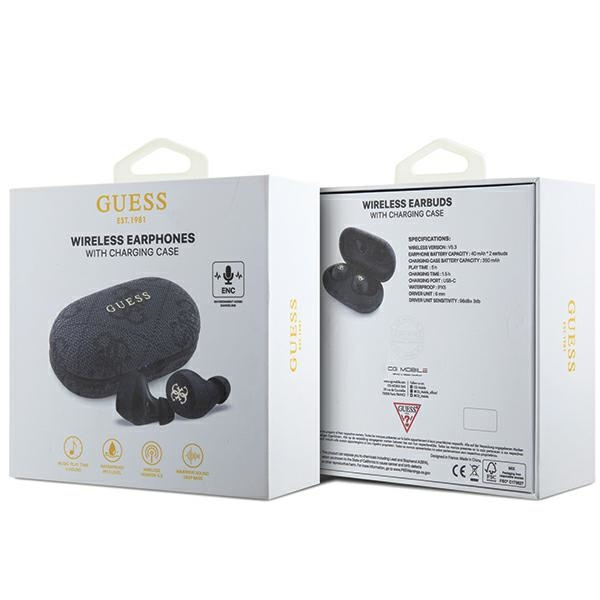 Guess słuchawki Bluetooth GUTWSP4EGKTWS + stacja dokująca ENC czarny/black 4G Metal