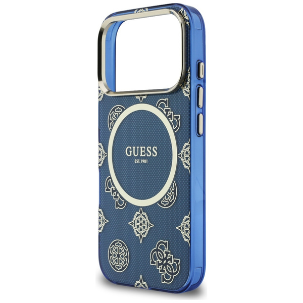 Etui Guess IML Peony Dot MagSafe do      iPhone 17 Pro niebieski
