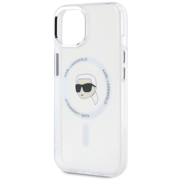 Etui Karl Lagerfeld IML Metal Karl Head   MagSafe do iPhone 15 biały