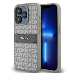 DKNY DKHCP15XPRTHSLE iPhone 15 Pro Max6.7" beżowy/beige hardcase Leather Mono Stripe & Metal Logo