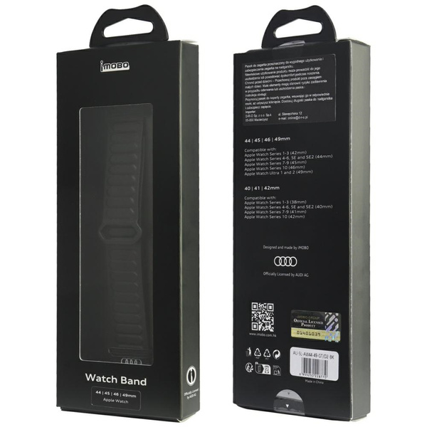 Pasek Audi Logo Synthetic Leather        Magnetic Ring do Apple Watch 44/45/46/49mm czarny