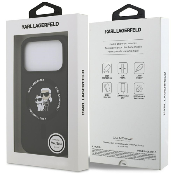 Etui Karl Lagerfeld Silicone             Karl&Choupette Ring MagSafe do iPhone 17 Pro Max czarny