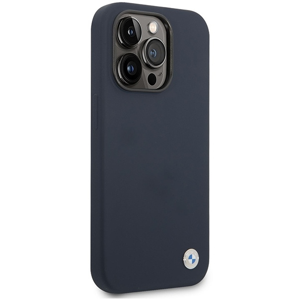 Case BMW BMHMP14LSILNA iPhone 14 Pro 6.1" navy blue/navy Silicone Metal Logo MagSafe