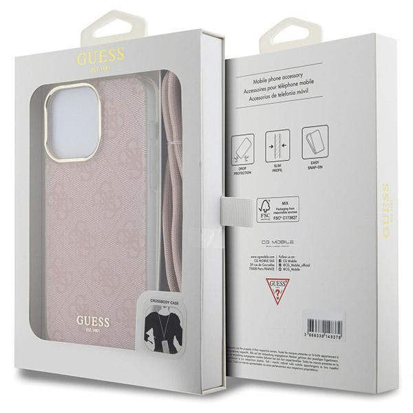Guess GUHCP15XHC4SEP iPhone 15 Pro Max6.7" różowy/pink hardcase Crossbody Cord 4G Print