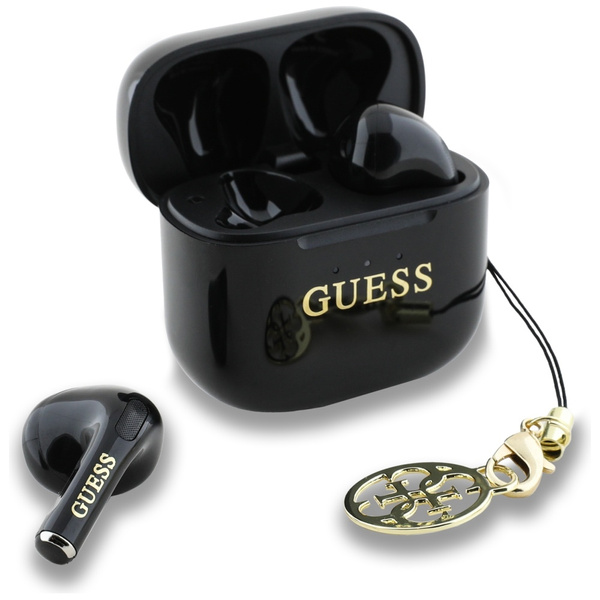 Słuchawki TWS Guess Glossy Effect        Printed Classic Logo & Charm czarny