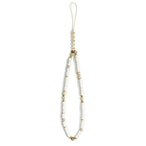 GUESS ZAWIESZKA GUSTPEARW PHONE STRAP BIAŁY/WHITE HEISHI BEADS