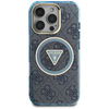 Etui Guess IML Metal Glitter 4G Circle   Triangle MagSafe do iPhone 16 Pro niebieski