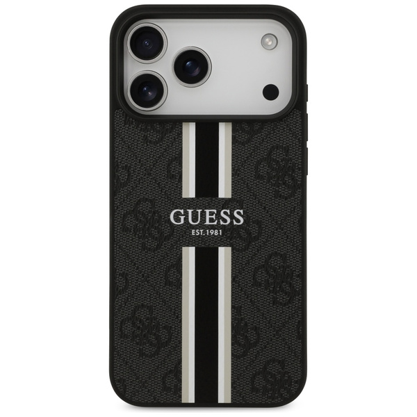 Etui Guess 4G Printed Stripes MagSafe do iPhone 17 Pro Max czarny