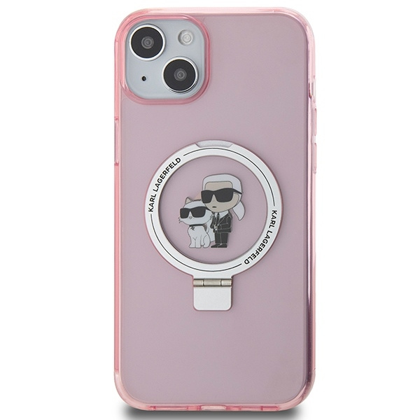 Karl Lagerfeld KLHMP15SHMRSKCP iPhone 15 6.1" pink/pink hardcase Ring Stand Karl&amp;Choupette MagSafe