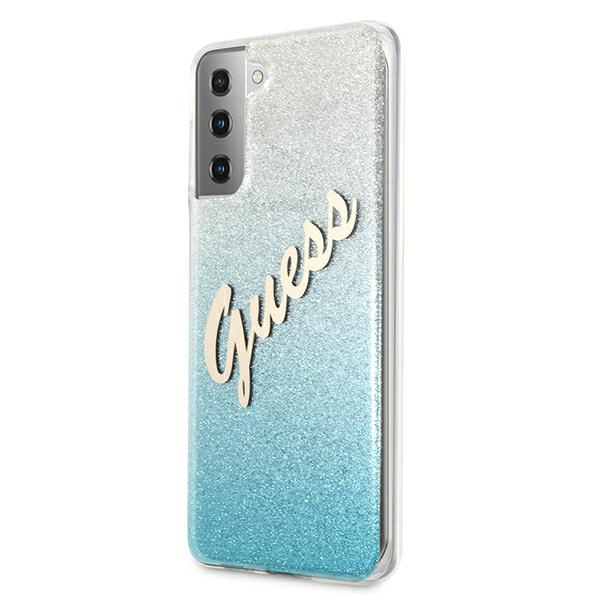 Guess GUHCS21MPCUGLSBL S21+ G996niebieski/blue hardcase Glitter Gradient Script