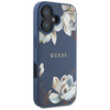 Etui Guess Grained Printed Flower        Pattern MagSafe do iPhone 16 niebieski