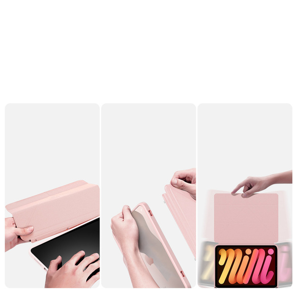DUX DACIS MAGI CASE FOR IPAD MINI 2021 SMART COVER COVER WITH A STAND AND STORAGE COMPARTMENT ON APPLE PENCIL PINK
