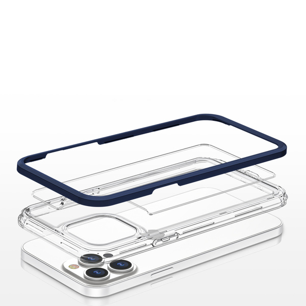 CLEAR 3IN1 CASE FOR IPHONE 13 PRO MAX FRAME COVER GEL BLUE