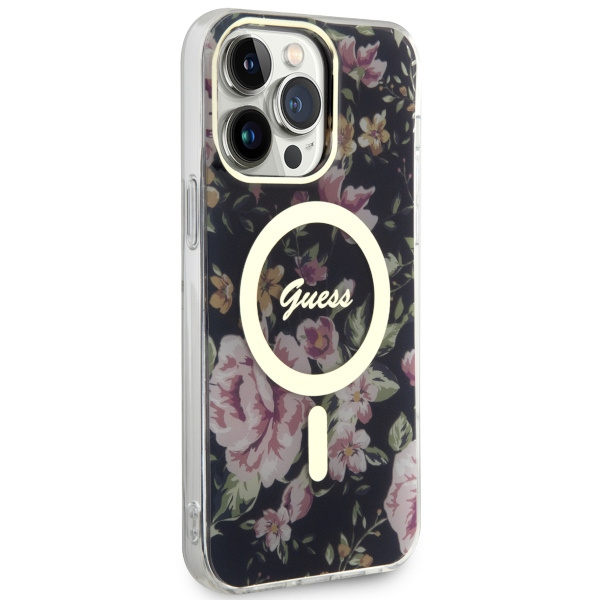 Guess GUHMP14XHCFWSK iPhone 14 Pro Max6.7" czarny/black hardcase Flower MagSafe