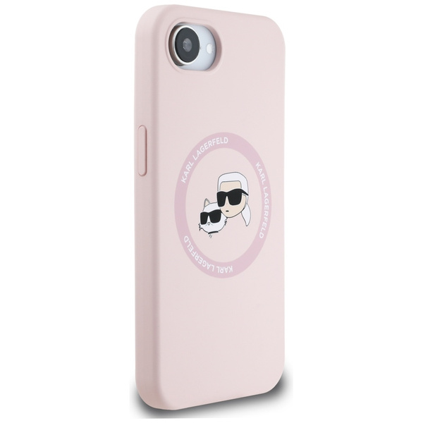 Etui Karl Lagerfeld Silicone             Karl&Choupette Heads MagSafe do iPhone 16e różowy