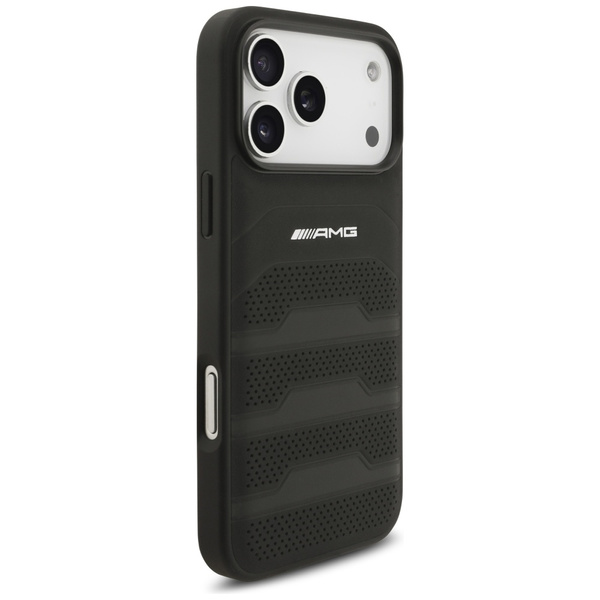 Etui AMG Leather Debossed Lines Logo do  iPhone 17 Pro Max czarny