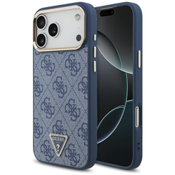 Etui Guess 4G Triangle Logo MagSafe do iPhone 17 Pro Max niebieski złoty