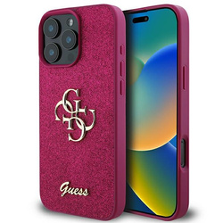 Guess GUHCP16LHG4SGU iPhone 16 Pro 6.3"fioletowy/purple hardcase Glitter Script Big 4G
