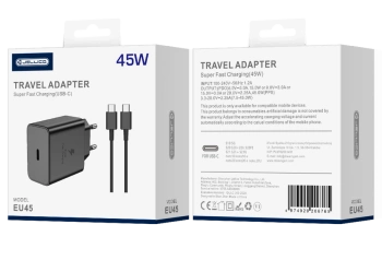 JELLICO ładowarka sieciowa EU45 GaN PD 45W 1xUSB-C + kabel USB-C - USB-C Czarny