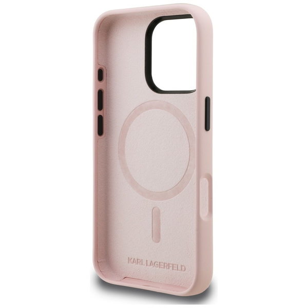 Etui Karl Lagerfeld Silicone Karl Sketch MagSafe do iPhone 16 Pro Max różowy
