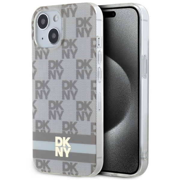 DKNY DKHMP15MHCPTSE iPhone 15 Plus /14 Plus 6.7" beżowy/beige hardcase IML Checkered Mono Pattern & Printed Stripes MagSafe