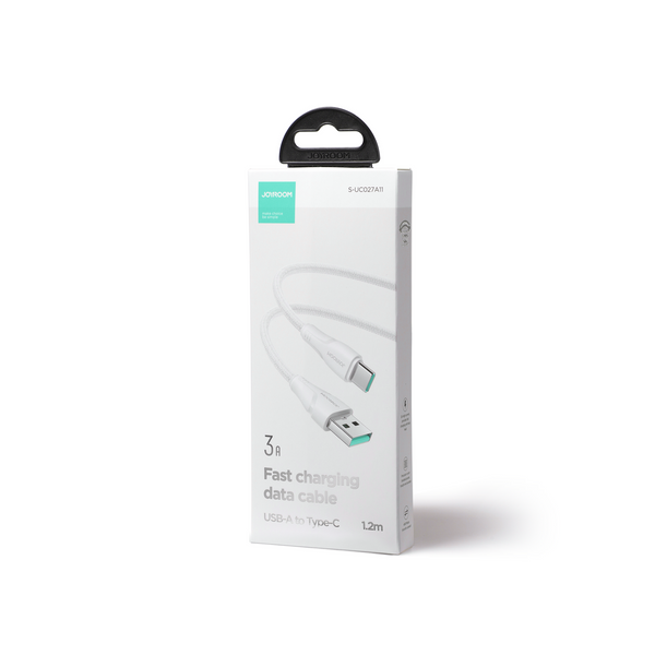 JOYROOM USB CABLE - USB C 3A SURPASS SERIES FOR FAST CHARGING AND DATA TRANSFER 1.2 M WHITE (S-UC027A11)