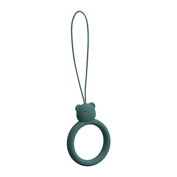 SILICONE PHONE LANYARD RING BEAR DARK GREEN