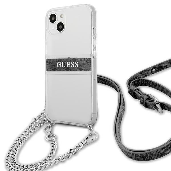 Guess GUHCP13SKC4GBSI iPhone 13 mini5,4" Transparent hardcase 4G Grey Strap Silver Chain