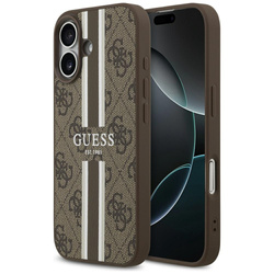 Etui Guess 4G Printed Stripes MagSafe do iPhone 17 brązowy