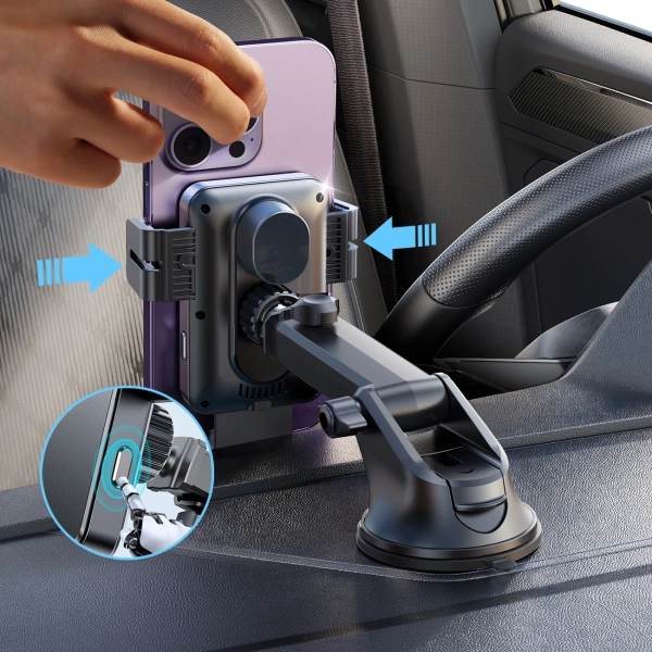 Joyroom JR-ZS219 electric dashboard mount with 15W inductive charger - black