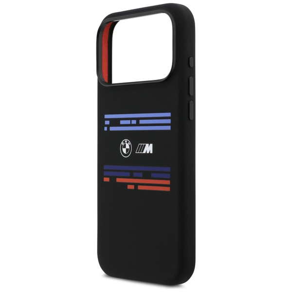 Etui BMW M Silicon Horizontal Line MagSafe do iPhone 17 Pro Max czarny