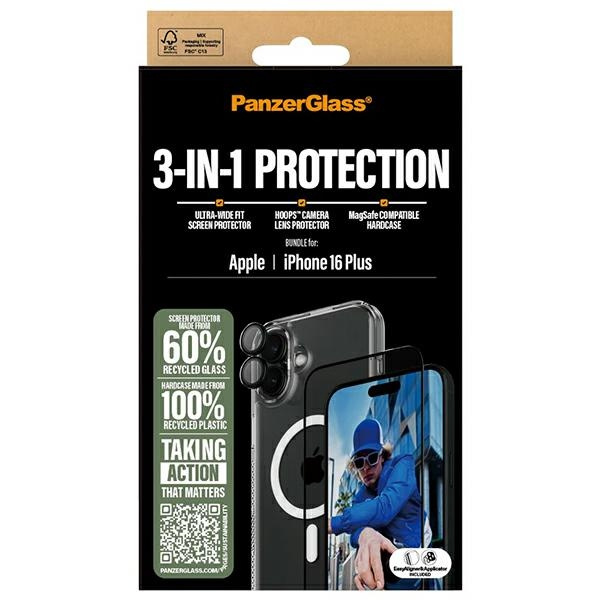 PanzerGlass Bundle 3in1 iPhone 16 Plus 6.7" D3O Hardcase + Screen Protector UWF+ Lens B1293+2863+1283