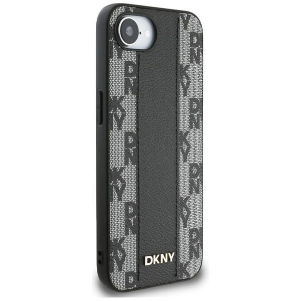 Etui DKNY Leather Checkered Mono Pattern MagSafe do iPhone 16e czarny