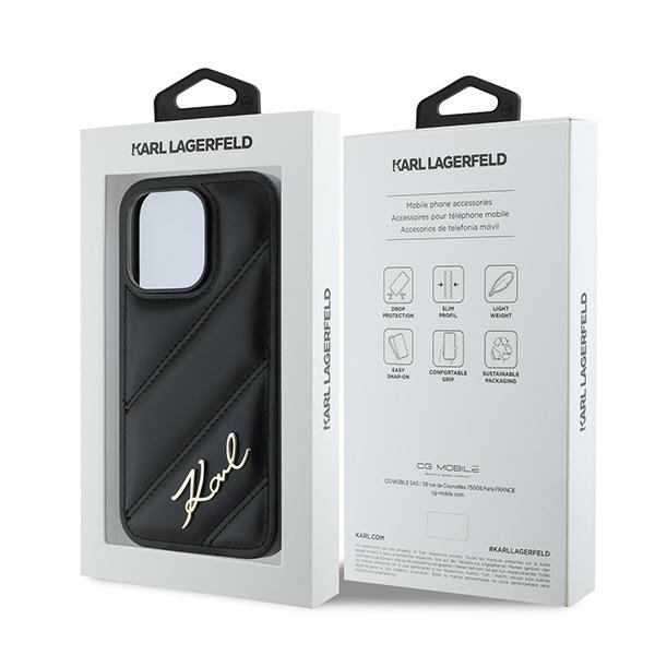 Karl Lagerfeld KLHCP13LPQDSMGK iPhone 13 Pro / 13 6.1" czarny/black hardcase Diagonal Quilted Script