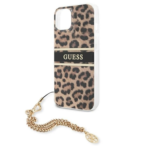 Guess GUHCP13SKBSLEO iPhone 13 mini 5,4"Leopard hardcase Gold Chain