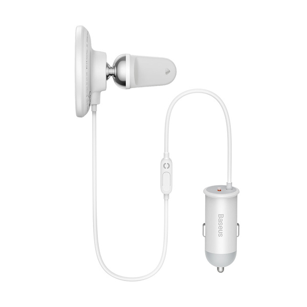 BASEUS WIRELESS CAR CHARGER WITH MAGSAFE 15W HOLDER FOR AIR VENT + USB TYPE C 25W WHITE (CW01)