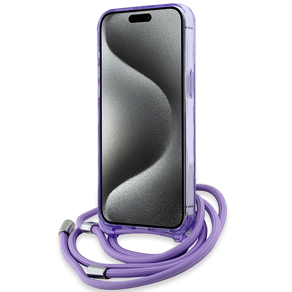KARL LAGERFELD KLHMP15LHCKCKLCU IPHONE 15 PRO 6.1" PURPLE/PURPLE HARDCASE IML CROSSBODY MONOGRAM KARL & CHOUPETTE HEAD MAGSAFE
