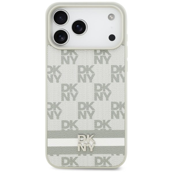 Etui DKNY Checkered with Printed Stripes do iPhone 17 Pro Max beżowy