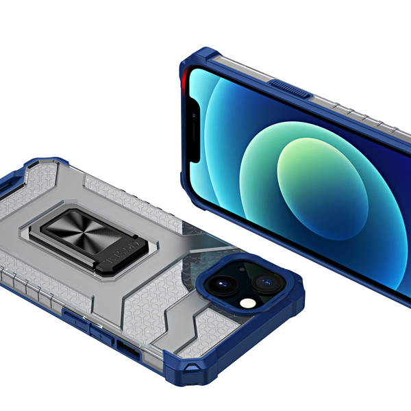 CRYSTAL RING CASE KICKSTAND TOUGH RUGGED COVER FOR IPHONE 12 BLUE