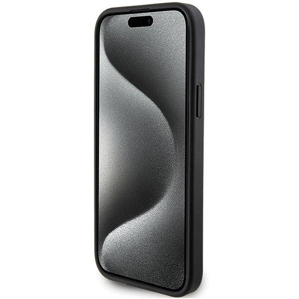 Karl Lagerfeld Saffiano Cardslot Karl&amp;Choupette Metal Pin case for iPhone 15 - black