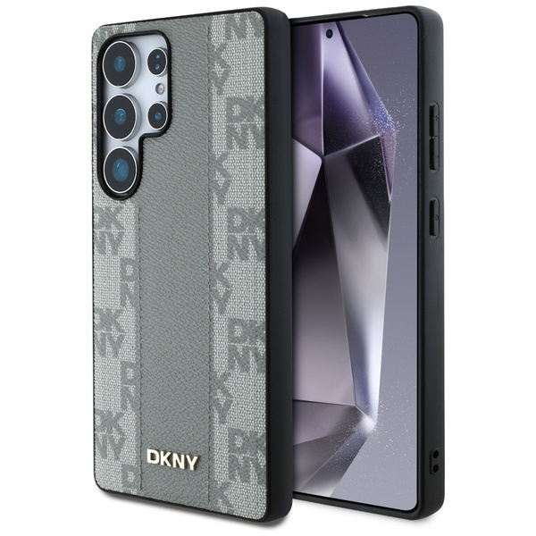 Etui DKNY Leather Checkered Pattern      MagSafe do Samsung Galaxy S25 Ultra taupe