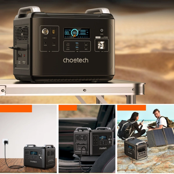 Choetech przenośna stacja zasilania LiFePO4 1997Wh 2000W powerbank czarny (BS006 Super Mini)