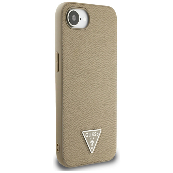 Etui Guess Grained Triangle MagSafe do   iPhone 16e brązowy