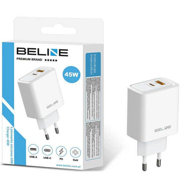 Ładowarka sieciowa Beline 45W            USB-A/USB-C BLN2CW45 biały
