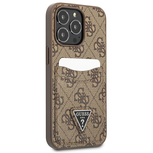Guess GUHCP13LP4TPW iPhone 13 Pro / 13 6,1" brązowy/brown hardcase 4G Triangle Logo Cardslot