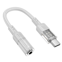 Adapter AUX USB C do Jack 3,5 mm Hoco 0,15 m LS37 transparentny szary